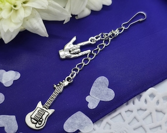 Heavy Metal Charms for Handfasting Cords - Guitar and Horns - Pagan Wedding Keepsakes or Phone Charms