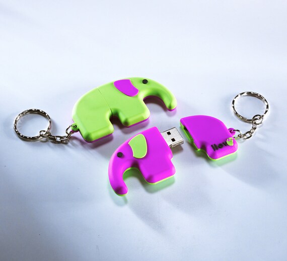 Elephant Memory Stick Keyring, Animal lover gift, Elephant lover gift,  Easter gift, Birthday gift, computer accessory, zipper charm
