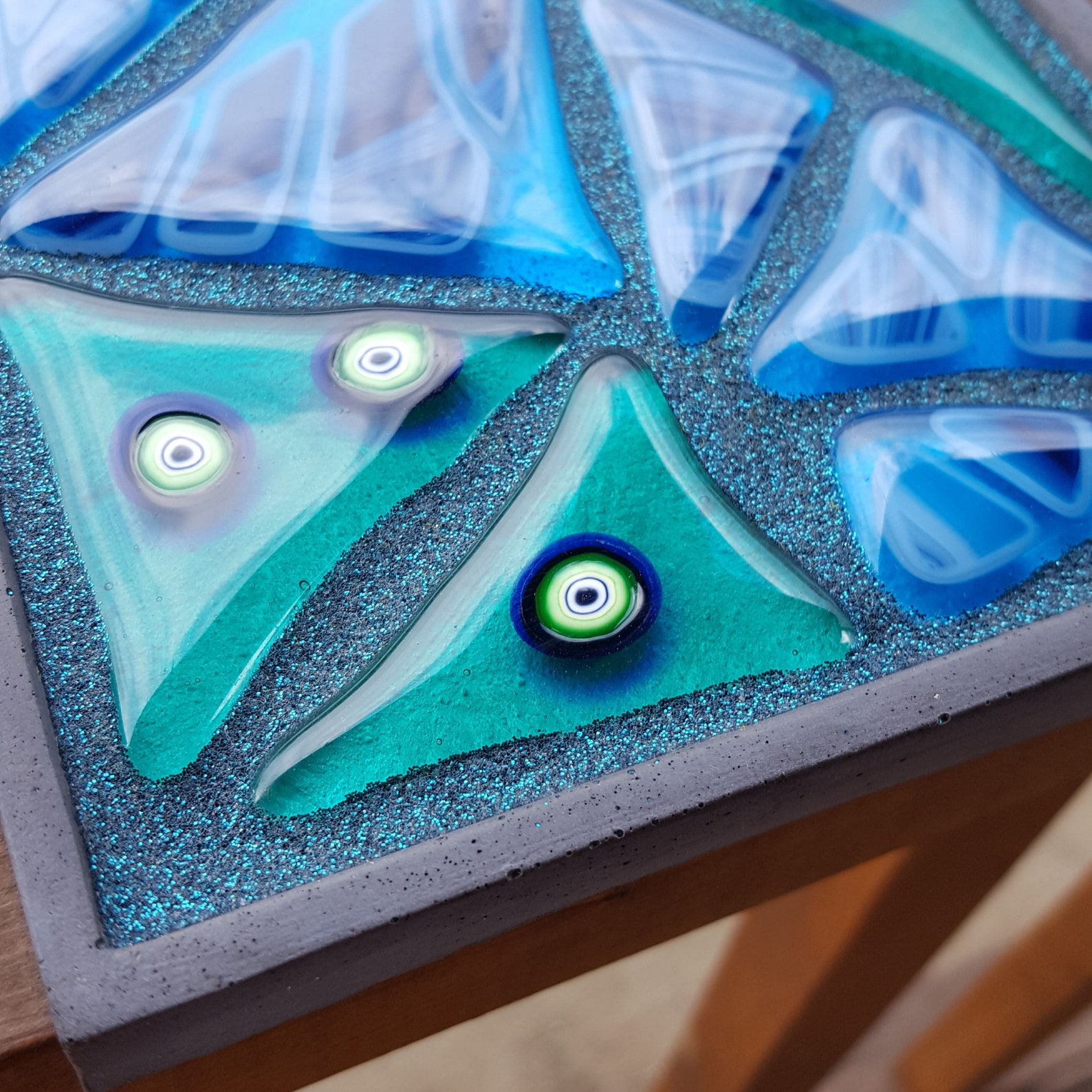 Turquoise Decorative Plate / Glass Mosaic Plate / Turquoise Etsy