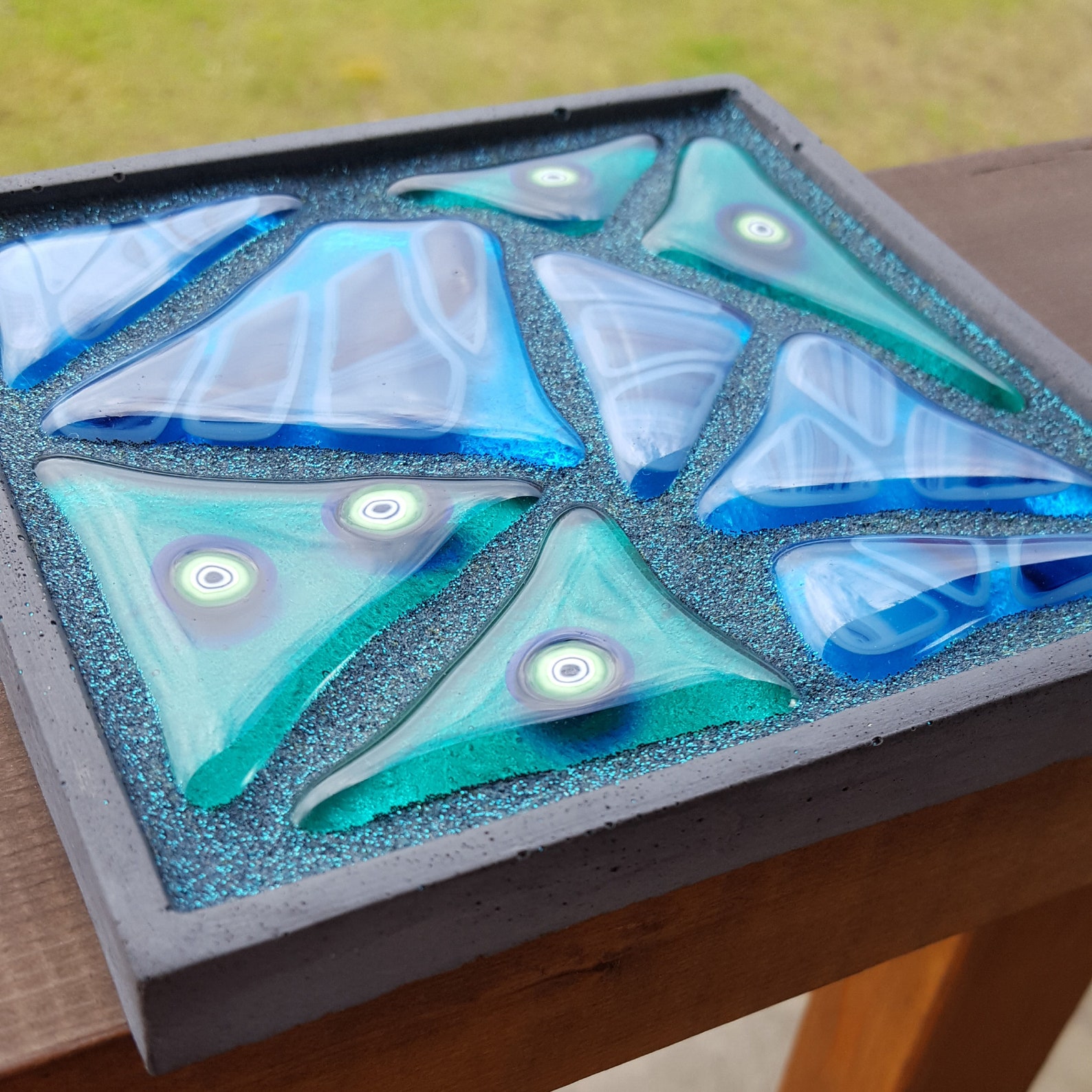 Turquoise Decorative Plate / Glass Mosaic Plate / Turquoise Etsy