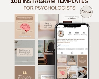 100 Editable Canva Templates for Therapists, Coaches & Wellness Creators