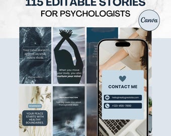 115 Canva Story Templates for Psychologists & Wellness Coaches | Editable Mental Health Quotes