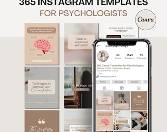 365 Editable Canva Templates for Therapists, Coaches & Wellness Creators