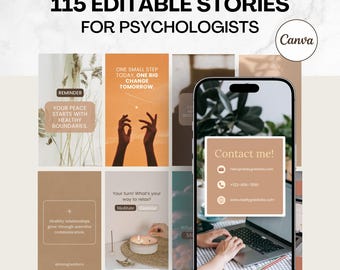 115 Canva Story Templates for Psychologists & Wellness Coaches | Editable Mental Health Quotes