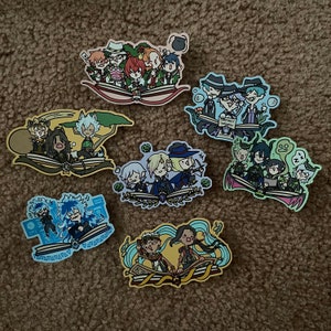 May include: A set of ten colorful stickers featuring anime characters from the popular series "The Case Study of Vanitas". The stickers are printed on a glossy, vinyl material and are perfect for decorating laptops, water bottles, and other personal items.