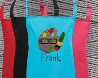 Childrens Art Apron Personalised with Child's Name. Available in a Choice of Colours