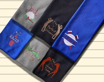 Personalised Golf Towels. Embroidered Personalised Golf Waffle Towels with Clip Available in 6 Designs and 3 Colours