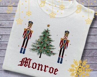 Personalised Embroidered Childrens Christmas Top. Cute Nutcracker Design. Choice of Garment