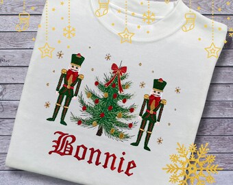 Personalised Embroidered Childrens Christmas Top. Cute Nutcracker Design. Choice of Garment