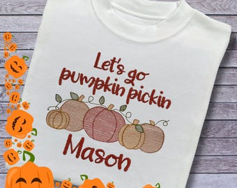 Personalised Embroidered Children's Pumpkin Picking Top