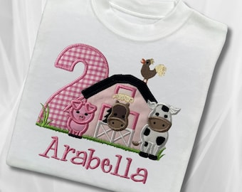 Personalised Embroidered Farmyard Birthday Shirt: Barn Animals