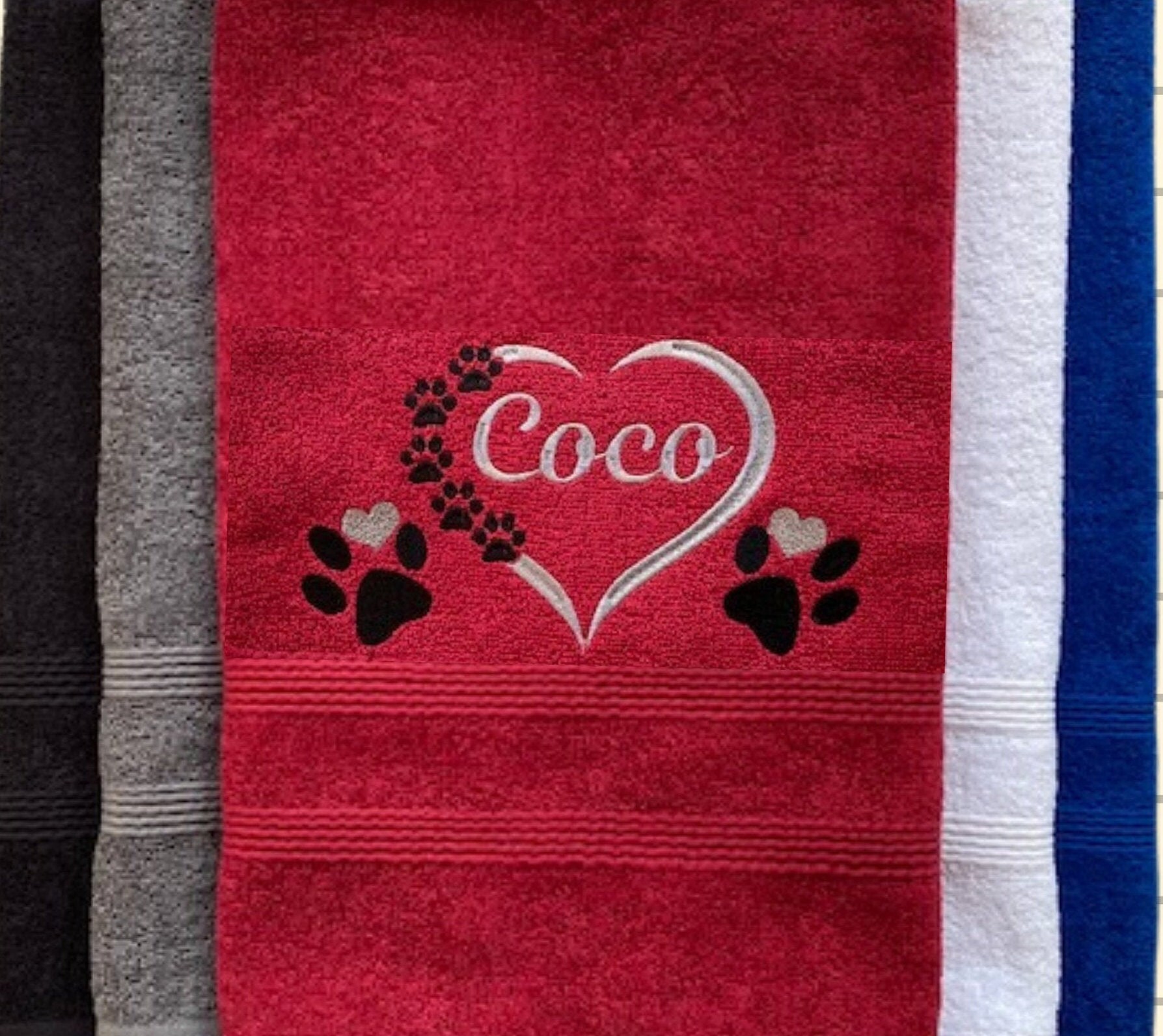 Personalised Dog Towel Embroidered Dog Gift Dog Bath Towel Etsy