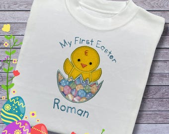 Personalised Embroidered 'My 1st Easter' Baby Romper or Top