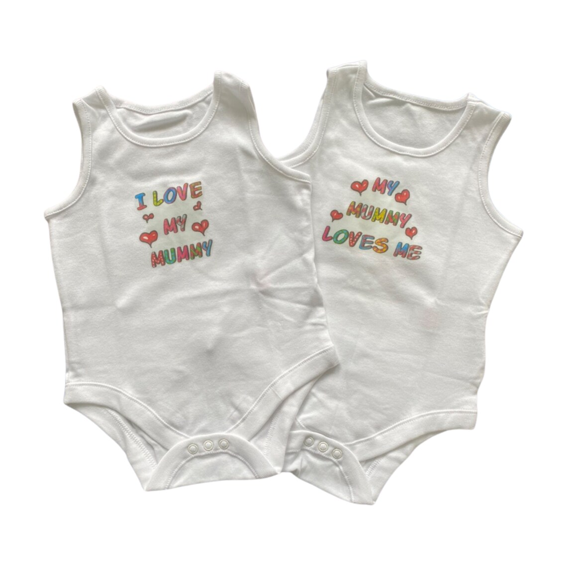 Baby Vests. Set of 2. Cute Colourful Design With the Messages Etsy UK