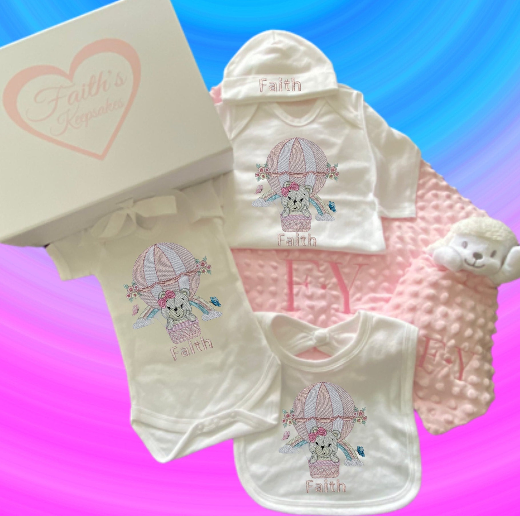 Large Luxury Personalised Embroidered Baby Gift Set Bundle Etsy