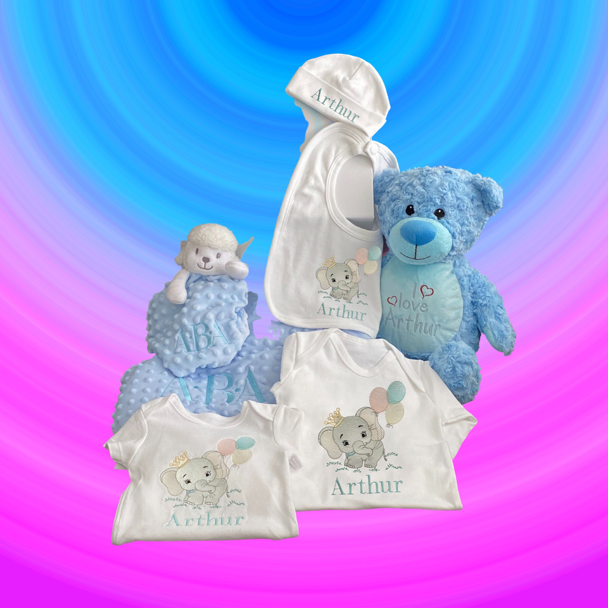 Extra Large Luxury Personalised Embroidered Baby Gift Set Etsy