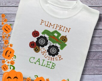 Personalised Embroidered Children's Halloween Top: Monster Truck Design