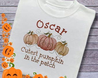 Personalised Embroidered Children's Pumpkin Top: Cutest Pumpkin in the Patch