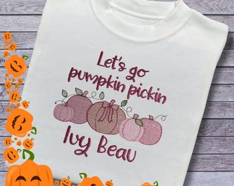 Personalied Embroidered Children's Pumpkin Picking Top