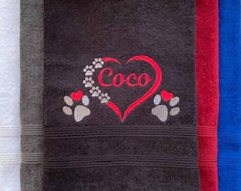 Personalised Dog Towel: Embroidered Cotton Pet Bath Towel