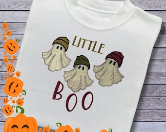 Embroidered Ghost Halloween Children's Top: 'Big Boo' or 'Little Boo' Sibling Design