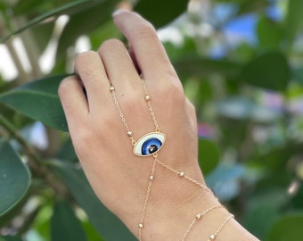 Finger Bracelet Evil Eye Statement Jewelry