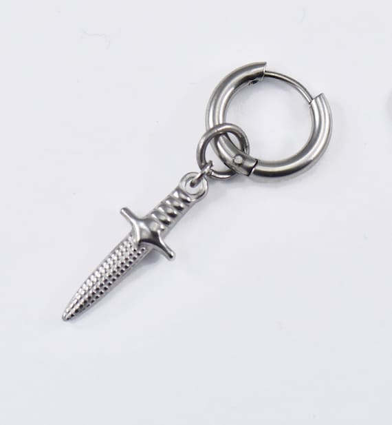Unisex Earrings Mens Earrings Dagger Hoop Earrings Dagger