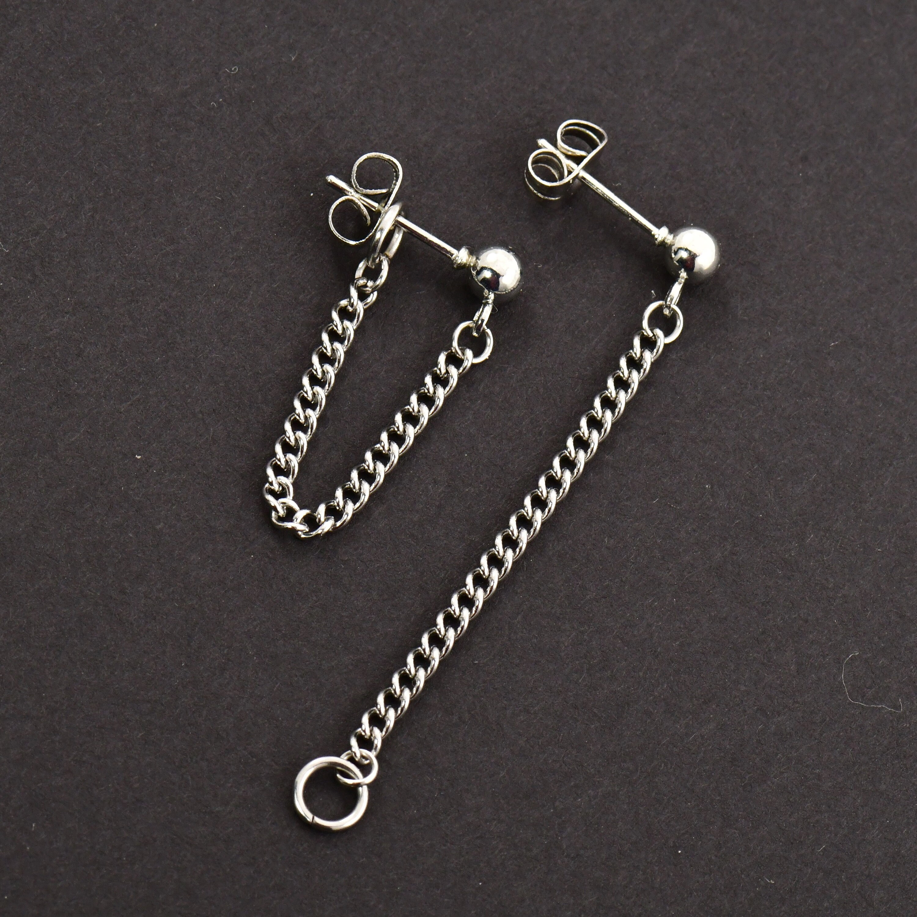Chain Earrings Chain Stud Mens Earrings Streetwear Etsy