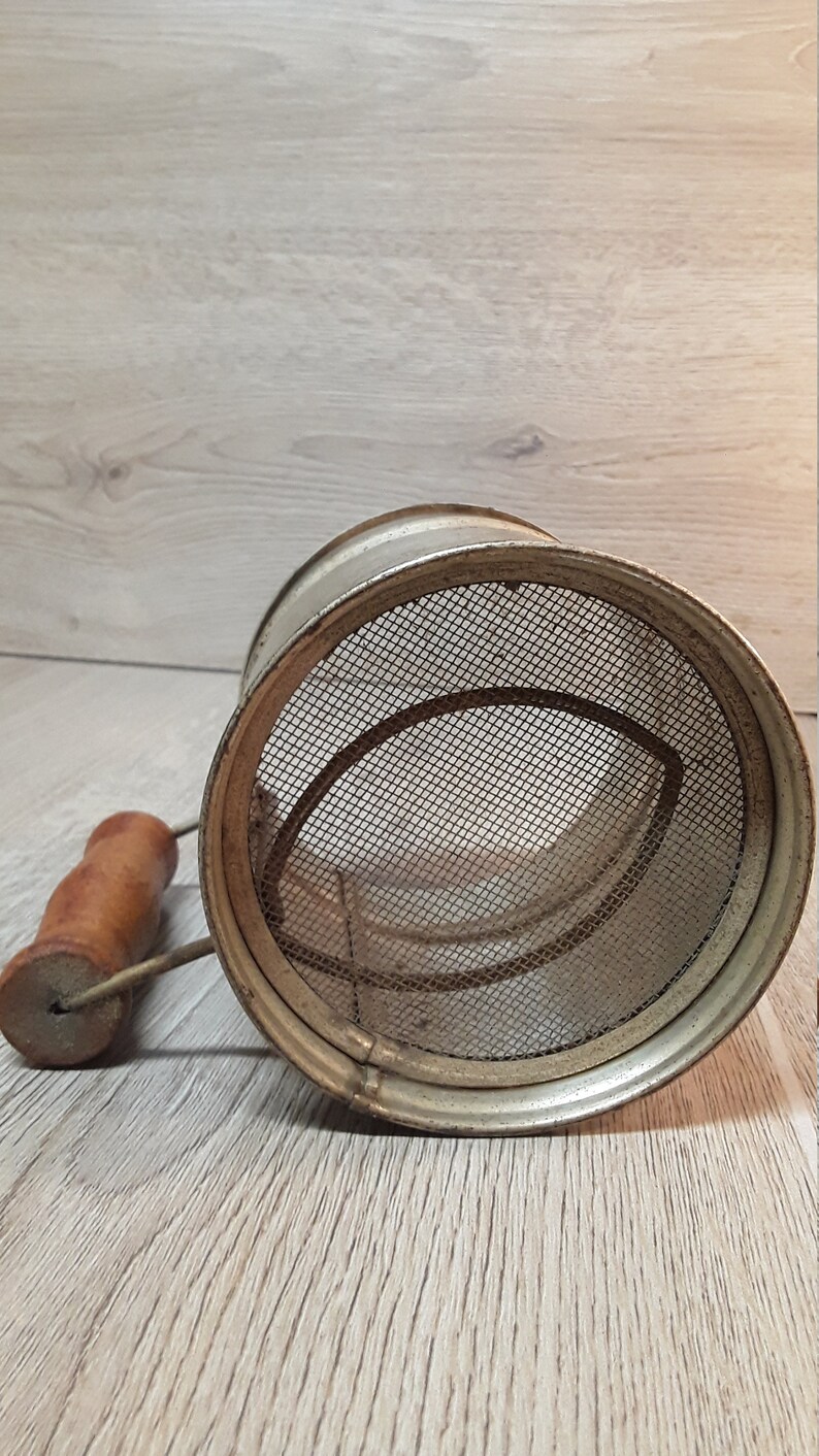 Antique Metal Flour Sifter With Wood Handle Made in Canada 1950s by Mastersift Etsy