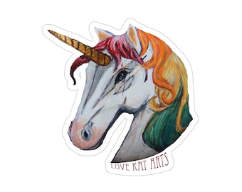 Rainbow Unicorn Transparent Outdoor Sticker, Die-Cut