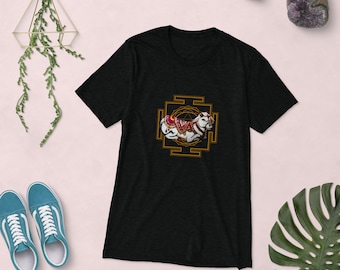 Nandi camiseta espiritual - camiseta unisex de manga corta - camisa de dios hindú - camisa de dios vaca - camisa de jainismo de mediación - festival espiritual