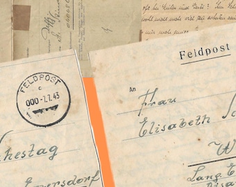 5  German feldpost DIGITAL  letters Bundles Paper Ephemera, Junk journal antique paper, Printable handwriting