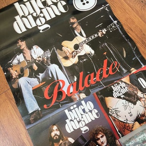 Unused Vintage Bijelo Dugme poster, Yugoslavian rock bend , Balkan wall decor,  Zeljko Bebek collectible , retro vinyl art