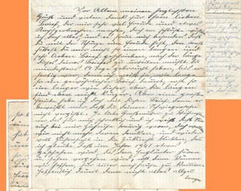 German Digital Handwriting Letters, Ephemera Scrapbooking (Download)