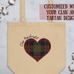 Scottish Tote Bag, Personalized Scottish Clan and Tartan Tote Bag, Scottish, Custom Clan and Tartan, Scottish Gift, Clan and Tartan Gift