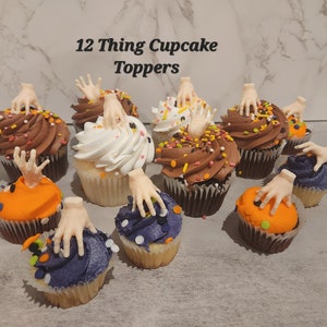 12 Pack  Hand Cupcake Toppers - Hard Plastic