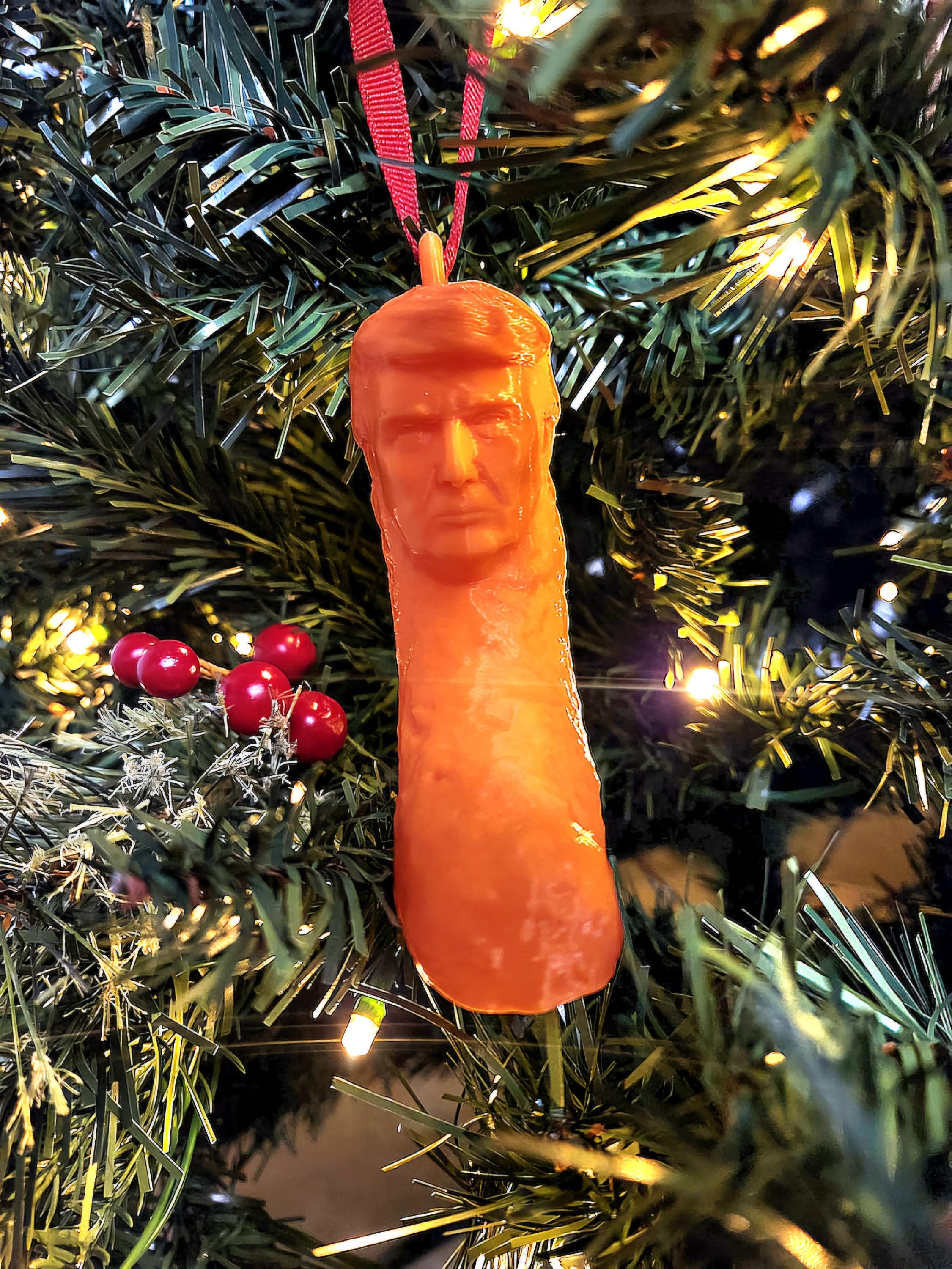 Donald Trump Cheeto Christmas Ornament, Orange Cheeto Man