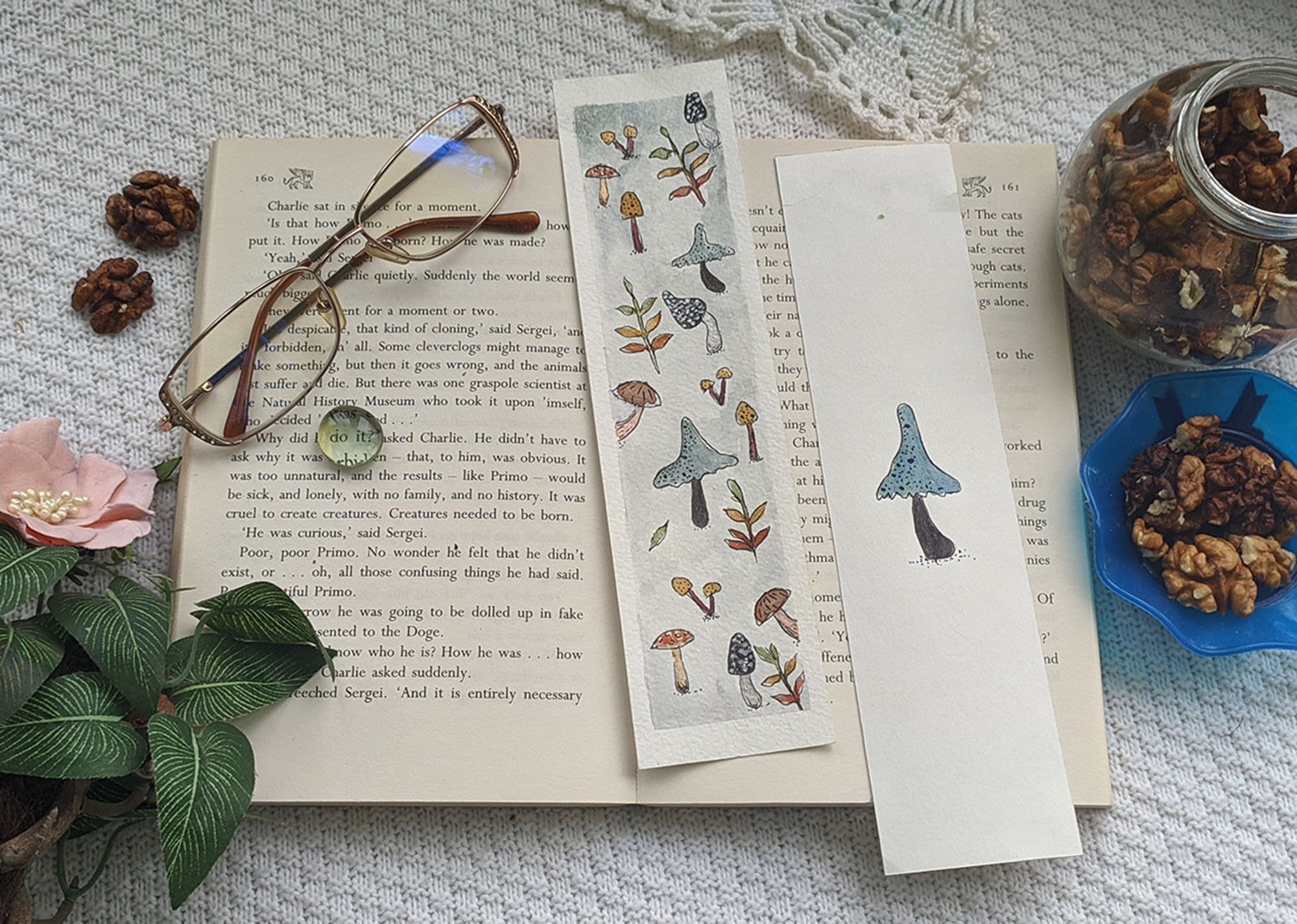 Preppy bookmark Paper bookmark set Mushroom Watercolor Etsy