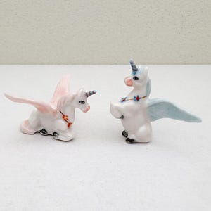 Winged Unicorn Figurines: Hand-Painted Ceramic Fantasy Decor