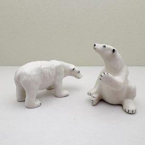 Handmade Ceramic Polar Bear Figurines: Minimalist Arctic Decor