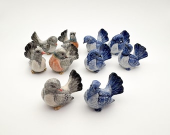 陶器製鳩の置物：手描きの鳥好きへのギフト、5個セット