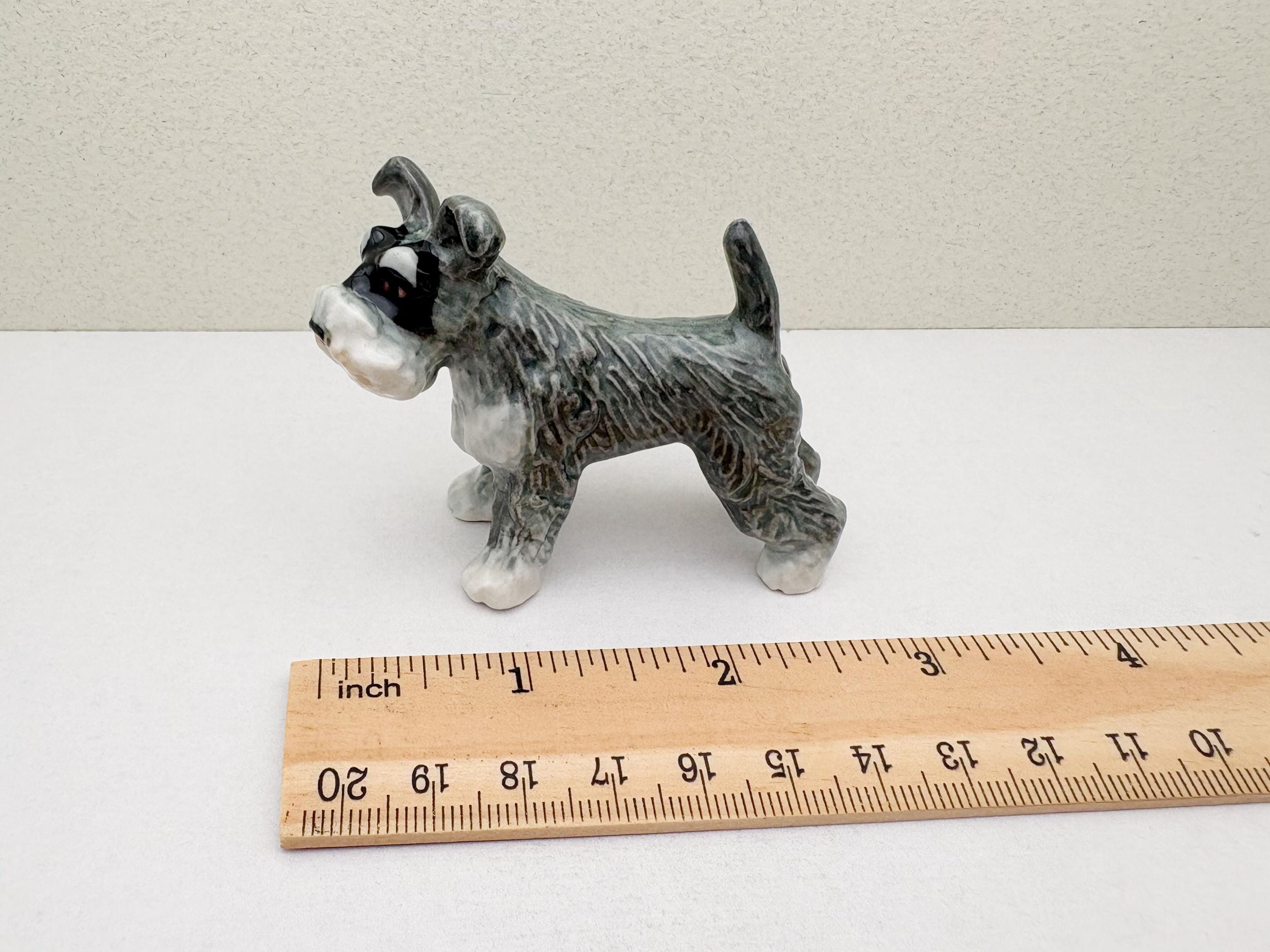 手作り陶器製シュナウザーの置物セット：ミニチュア犬コレクション
