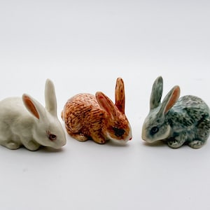 Cute Ceramic Rabbit Bunny Miniature Figurine Statue | Home Dollhouse Decoration