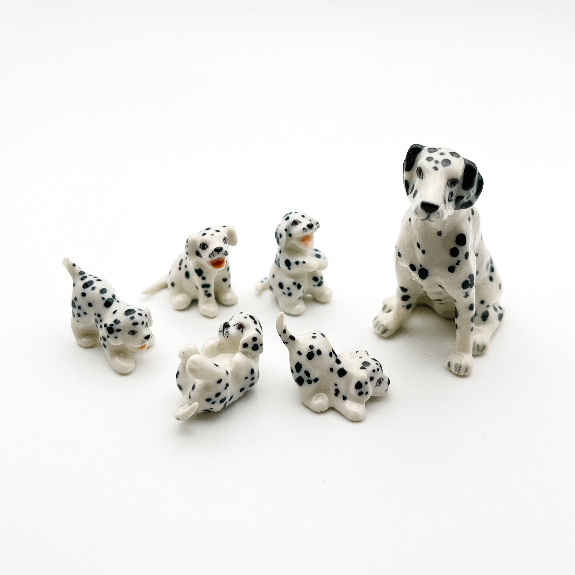 Handcrafted Dalmatian Family Ceramic Figurine Set Charming Spotted Dog and Puppies Miniature Collection Gift for Dog Lovers Home Decor Etsy