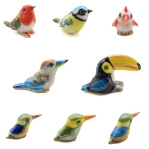 Mini Birds Ceramic Figurines Miniature Statue, Gift for bird lovers, Dollhouse Decoration.