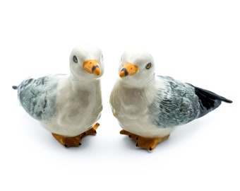 手描きの陶器製カモメの置物：海岸の鳥の装飾セット - Etsy 日本