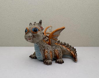 Handmade Ceramic Dragon Figurine: Whimsical Home Decor