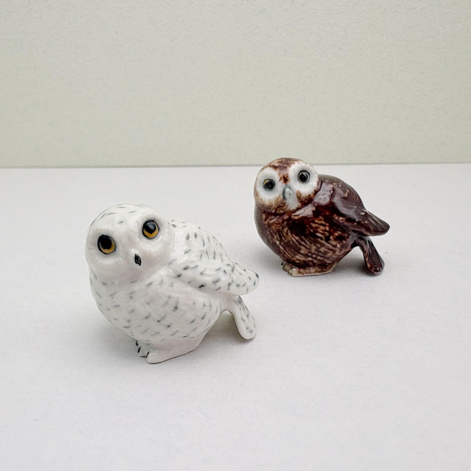 Hand-Painted Ceramic Owl Figurine (2 Color Options - Brown, and Snowy White)