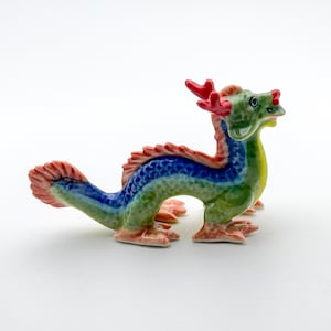 Chinese Ancient Dragon Ceramic Figurine, Gift for Dragon Figurine Collectors