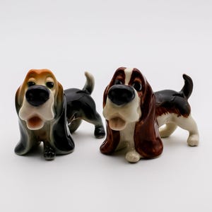 Hand-Painted Basset Hound Ceramic Figurine: Collectible Dog Decor